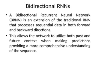 Comprehensive Guide to Recurrent Neural Networks and Their Variants | PPTX