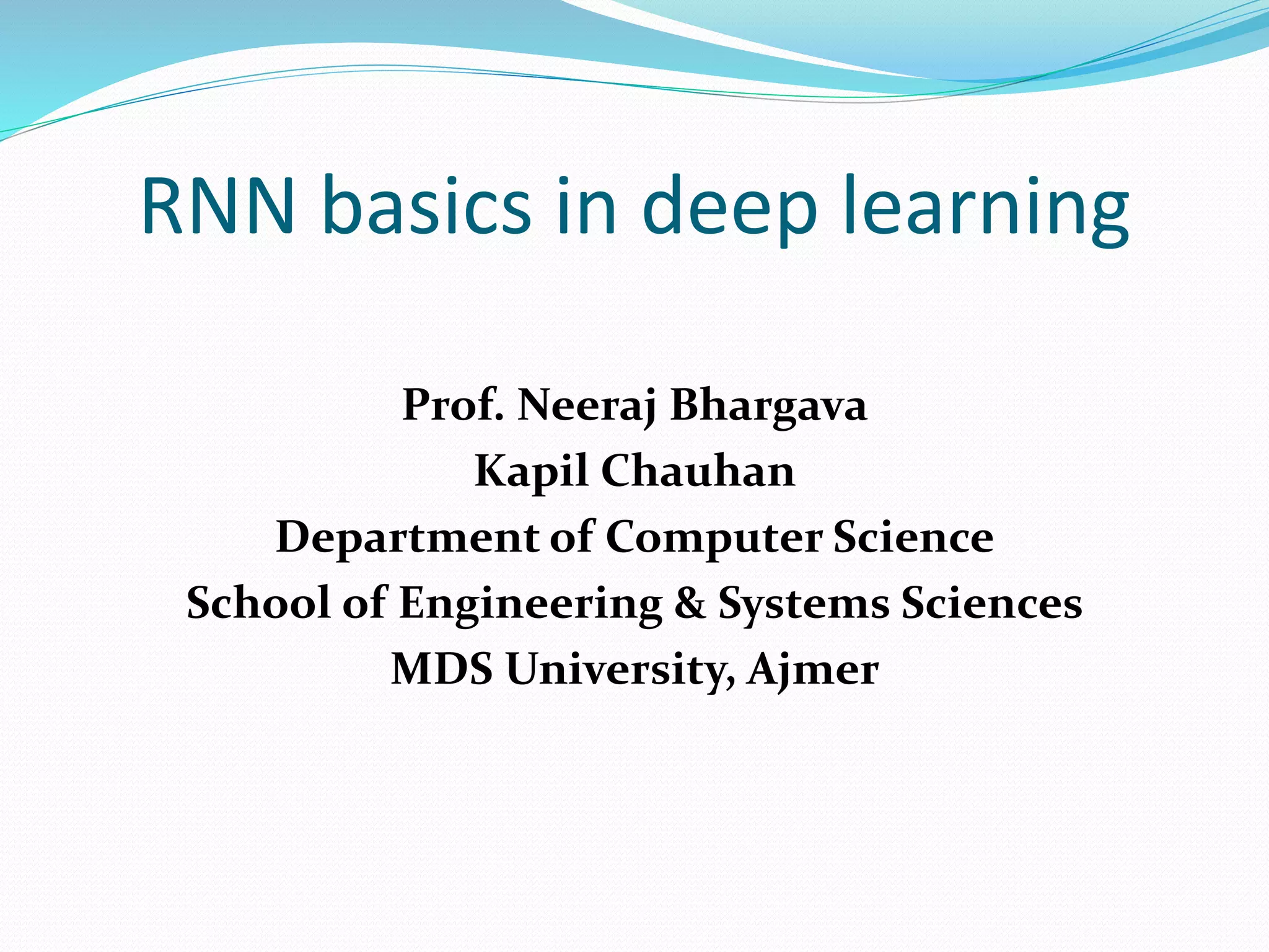 RNN basics in deep learning | PPT