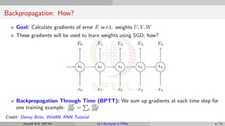 Recurrence Neural Networks and BackPropogation through Time | PDF