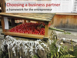Choosing a business partnera framework for the entrepreneur 