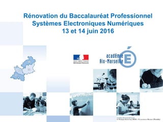1
Rénovation du Baccalauréat Professionnel
Systèmes Electroniques Numériques
13 et 14 juin 2016
 