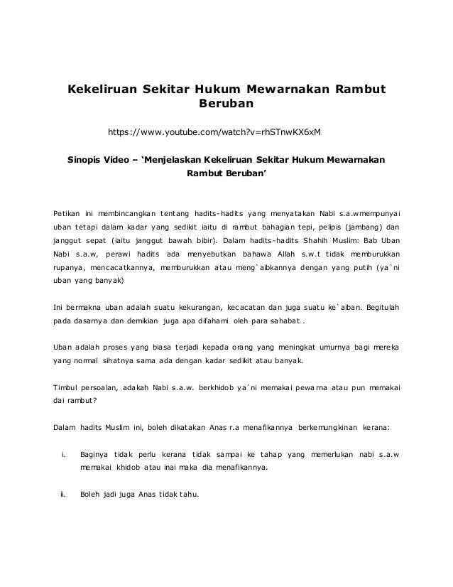 Dalam Islam Boleh Tak Warnakan Rambut Yang Beruban : Tetapi adakah sah