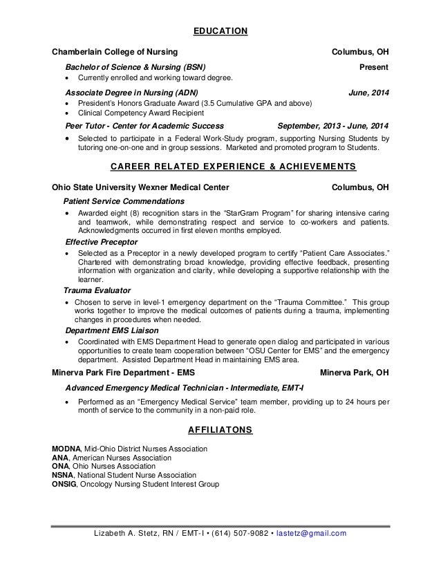 oncology nurse resume