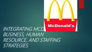 INTEGRATING MCDONALD's
BUSINESS, HUMAN
RESOURCE, AND STAFFING
STRATEGIES.
 