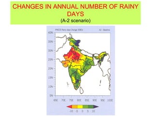 CHANGES IN ANNUAL NUMBER OF RAINY
DAYS
(A-2 scenario)
 