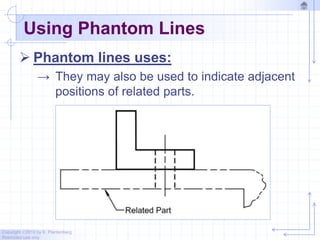 Copyright ©2010 by K. Plantenberg
Restricted use only
Using Phantom Lines
 Phantom lines uses:
→ They may also be used to indicate adjacent
positions of related parts.
 