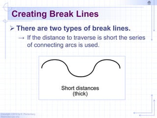 Copyright ©2010 by K. Plantenberg
Restricted use only
Creating Break Lines
 There are two types of break lines.
→ If the distance to traverse is short the series
of connecting arcs is used.
 