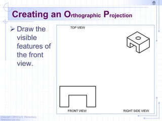 Copyright ©2010 by K. Plantenberg
Restricted use only
Creating an Orthographic Projection
 Draw the
visible
features of
the front
view.
 