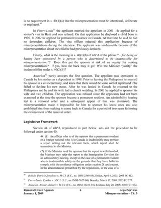 Misrepresentation in Canadian Immigration Applications | PDF