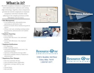 ResourceOne Administrators Compliance Plan Brochure