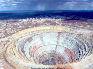 Diamantmijn, Rusland, diameter 1,2 kilometer
 
