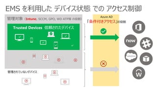 EMS ä ǥХ״B Ǥ 
Trusted Devices m줿ǥХ
팝Intune, SCCM, GPO, WD ATP ۸
ƤʤǥХ
۸
 