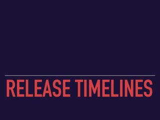 RELEASE TIMELINES
 