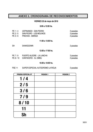 XXV
ANEXO 2. CRONOGRAMA DE RECONOCIMIENTOS
 