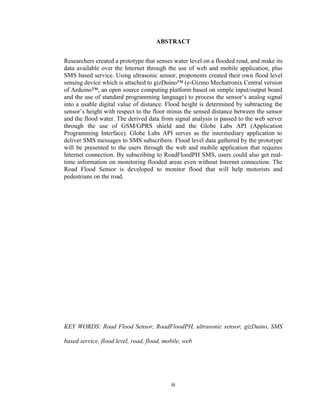 PDF Road flood sensor with web and mobile application support | PDF