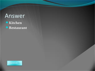 Answer
Kitchen
Restaurant

Question

 