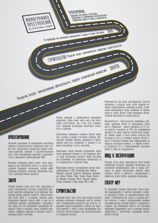 ПРОЕКТИРОВАНИЕ
Получение разрешения на планирование масштабных
проектов и высокозатратных направлений дорог, мо-
жет быть осуществлено посредством подкупа строи-
тельно-проектной компании и высокопоставленных
лиц в целях максимизации коррупции и мошенниче-
ства от завышенного финансирования МФИ.
Излишнее усложнение проекта может также произ-
водиться для обеспечения взяток и в пользу опре-
деленной подрядной организации, которая имеет
требуемые материалы, лицензии, финансовые сред-
ства и производственные мощности.
ЗАКУП
Условия конкурса также могут быть подстроены в
пользу определенного участника посредством раск-
рытия проектной информации путем коррупции. При-
знаками данной практики являются: неясно-описан-
ный объем работ в тех.задании, короткие сроки,
объеденение широкого спектра работ в один лот и
требование излишних квалификаций в предзаявоч-
ном отборе. Все это ограничивает конкуренцию кон-
курсного отбора и повышает шансы заведомо полу-
чившего требуемые лицензии и начавшего подгото-
вительные работы участника.
Ложное заявление о справедливости проводимого
конкурсного отбора может иметь место при обога-
щении ответственных лиц и/или если стоимость
услуг подрядной организации значительно отлича-
ется от рыночной.
Значительное повышение стоимости проекта может
быть вызвано сговором участников конкурса. Пос-
ледствия подобной практики выражаются в фикси-
ровании цены-пола, независимо от разницы в сто-
имости материалов и штате участников.
Выигрыашая тендер компания распределяет проект
путем проведения конкурса на суб-подрядные рабо-
ты среди проигравших основной тендер участников
или выплачивает им финансовую компенсацию за
их сотрудничество в поднятии ставок.
Образование картеля в автодорожном секторе было
зафиксировано в США, Великобритании, Швеции,
Франции, Германии, Норвегии, Швейцарии, Нидерлан-
дах, Дании, Японии, Корее, Турции, Индии, Пакиста-
не, Армении, Словакии, Литве, Танзании, Непале,
Уганде, Колумбии и Перу между 1983 и 2010.
СТРОИТЕЛЬСТВО
Коррупция может иметь место при входном контроле
ввозимого материала отвечающего или не отвечаю-
щего спецификациям количества или качества, за-
медлении выдачи разрешений и рабочих виз персо-
налу компании, а также в целях сертификации стро-
ительства соответствующего или несоответствующе-
го стандартам качества.
Мошенничество при ввозе субстандартного качества
материалов и раздутие затрат путем подделки ин-
войсов задействованных компанией ресурсов, возме-
щении вымышленных потерь возникших по причине
одной из сторон. Данная стадия подвержена органи-
зованной преступности и вымогательству.
Мошенничество с попустительства инженерных ком-
паний, принявших взятки по принуждению, имело
место в Индонезии - дороги содержали на 13% ни-
же цемента и оказались на 40% уже спецификаций
контракта. Во время проектов строительства автодо-
рог Замбии, цемент и бетон низкого качества был
поставлен во все и в половину проектов соответст-
венно. В Латинской Америке были зафиксированы не
покрытые контрактом инвойсы, а в Африке инжене-
ру предлагали 15% от переплачиваемой заказчиком
суммы в замен на сотрудничество.
ВВОД В ЭКСПЛУАТАЦИЮ
Раздутие затрат может производиться путем ранней
мобилизации ресурсов подрядной организации для
выполнения пусконаладочных работ и вывода авто-
дороги на режим эксплуатации. Заказчик может
требовать взятки за принятие и своевременную и
корректную оплату работы подрядной организации.
СПЕКТР МЕР
На следующей странице представлен спектр реше-
ний варьируещийся от простых изменений в услови-
ях конкурсного отбора, до крупномасштабных изме-
нений в Законодательстве страны и создания мест-
ного капитала, а также с использованием новейших
экспериментальных методов борьбы с коррупцией и
сговором. Для Всемирного Банка и его партнеров
необходимо поддержание стран в создании сильных,
эффективных и подотчетных учреждений автодо-
рожного сектора.
 