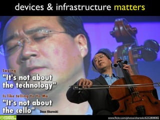www.ﬂickr.com/photos/shareski/6252808082
devices & infrastructure matters
 