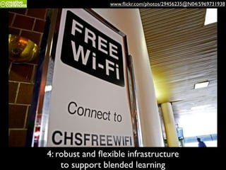 4: robust and ﬂexible infrastructure
to support blended learning
www.ﬂickr.com/photos/29456235@N04/5969731938
 