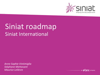 Anne-Sophie Vintimiglia
Stéphane Mettavant
Maurice Lelièvre
Siniat roadmap
Siniat International
 