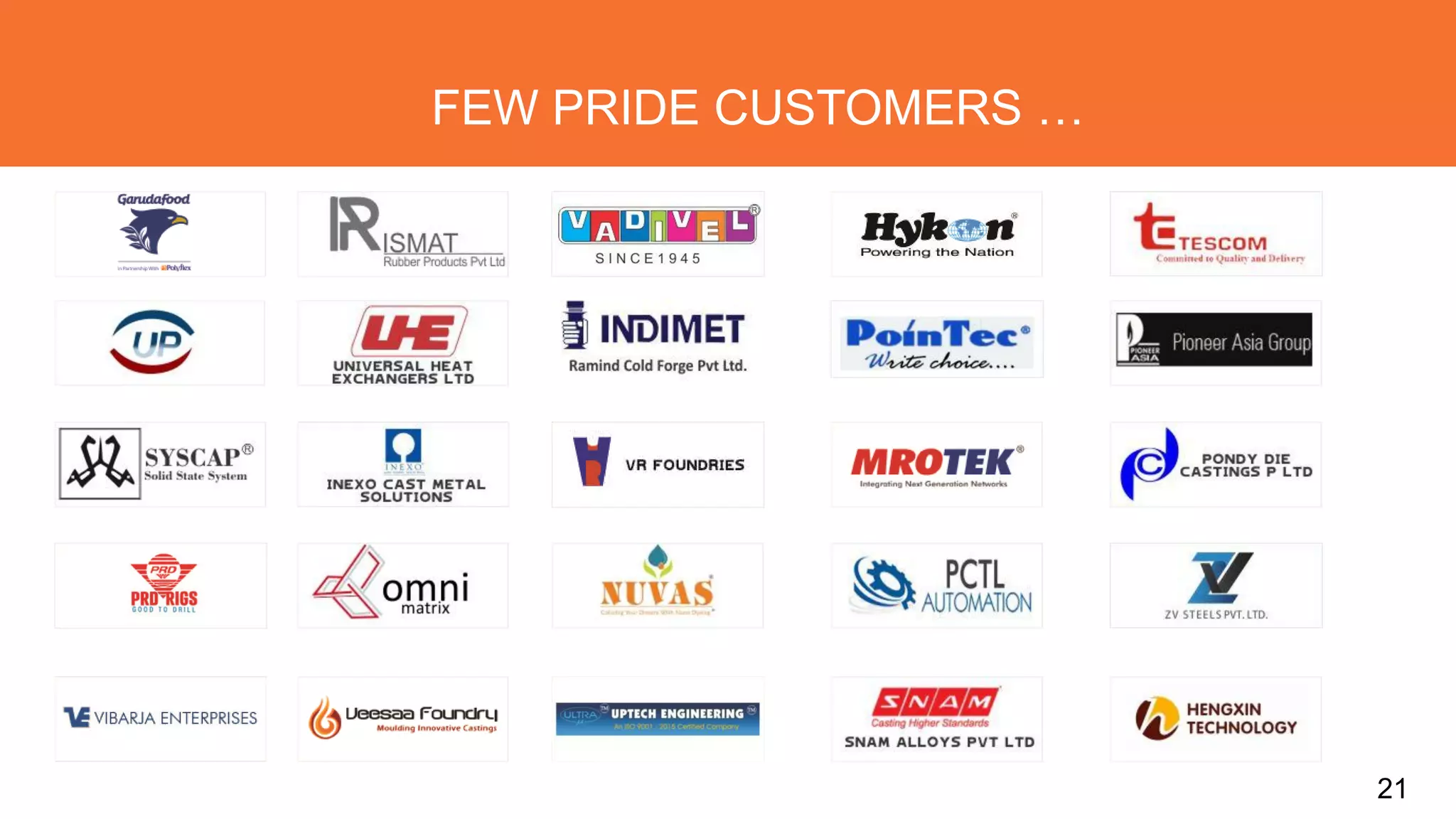 21
FEW PRIDE CUSTOMERS …
 
