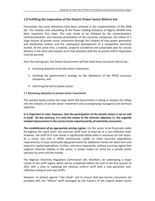 Roadmap for power sector reform full version | PDF