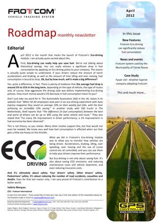Roadmap monthly newsletter  - April 2012