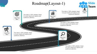 Roadmap(Layout-1)
Your Text
Here
This slide is 100% editable. Adapt
it to your needs and capture your
audience's attention.
Your Text
Here
This slide is 100% editable. Adapt
it to your needs and capture your
audience's attention.
Your Text
Here
This slide is 100% editable. Adapt
it to your needs and capture your
audience's attention.
Your Text
Here
This slide is 100% editable. Adapt
it to your needs and capture your
audience's attention.
Your Text
Here
This slide is 100% editable. Adapt
it to your needs and capture your
audience's attention.
 