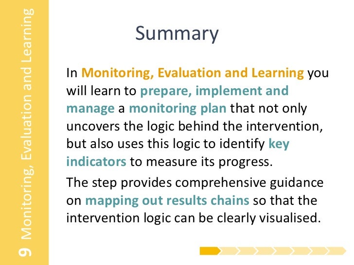 Step 9 Monitoring, Evaluation and Learning