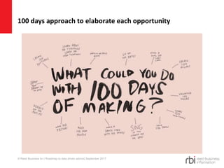 100 days approach to elaborate each opportunity
© Reed Business bv | Roadmap to data driven advice| September 2017
 