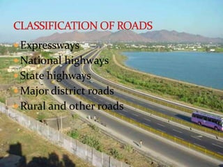 Expressways 
National highways 
 State highways 
Major district roads 
Rural and other roads 
 