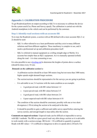 Roadroid user guide version 2.3.2- pro 0.9, incl calibration appendix | PDF