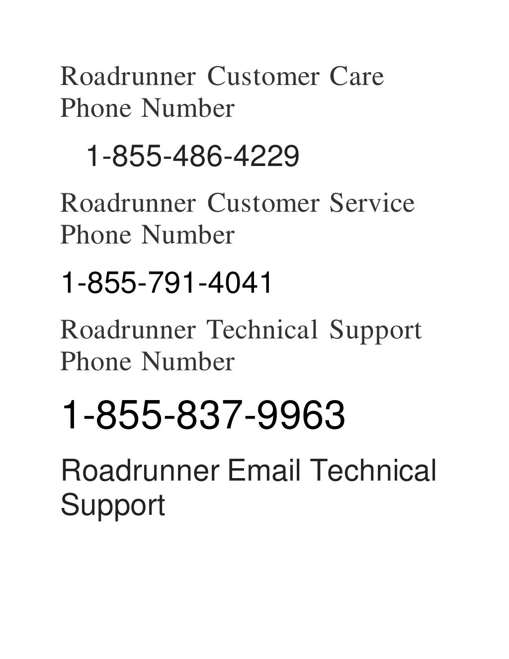 1 855 837 9963 Roadrunner Customer Care Phone Number Usa