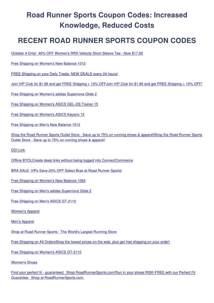 Road runner sports coupon