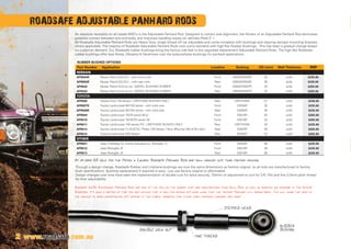 2
At 30-33mm OD solid for the Patrol  Cruiser, Roadsafe Panhard Rods are much heavier duty than factory original.
RUBBER
BUSHING
STEPPED HEAD
DOUBLE LOCK NUT
FINE THREAD2 www.roadsafe.com.au
ROADSAFE ADJUSTABLE PANHARD RODS
An absolute necessity on all raised 4WD’s is the Adjustable Panhard Rod. Designed to correct axle alignment, the fitment of an Adjustable Panhard Rod eliminates
potential contact between tyre and body, and improves handling issues on vehicles lifted 2”+.
All Roadsafe Adjustable Panhard Rods are Heavy Duty, single thread off car adjustable and come complete with bushings and steering damper mounting brackets
where applicable. The majority of Roadsafe Adjustable Panhard Rods now come standard with high flex Rubber Bushings. This has been a gradual change based
on customer demand. Our Roadsafe rubber bushings bring the factory ride feel to the upgraded replacement Adjustable Panhard Rods. The high flex Roadsafe
rubber bushings offer less Noise, Vibration  Harshness over the polyurethane bushings for panhard applications.	
Through a design change, Roadsafe Rubber and Urethane bushings are now the same dimensions as factory original, so all rods are manufactured to factory
bush specifications. Bushing replacement if required is easy - just use factory original or aftermarket.
Design changes over time have seen the implementation of double nuts for extra security, 150mm of adjustment to suit for 2-6” lifts and fine 2.0mm pitch thread
for finer adjustability.
Roadsafe 4WDs Adjustable Panhard Rods are one of the few on the market that are manufactured from Solid Bar, as well as boasting an increase in the Outside
Diameter. It’s only a matter of time for any vehicle that is used for serious off-road work that the factory Panhard will break/bend. This will cause the body of
the vehicle to move uncontrolled off centre to the chassis, damaging fuel filler lines, steering linkages, and more!
RUBBER BUSHED OPTIONS
Part Number Application Location Bushing OD (mm) Wall Thickness RRP
NISSAN
APR004R Nissan Patrol GQ-GU1 - with front coils Front S0502R/0503R 30 solid $235.00
APR005R Nissan Patrol GQ-GU1 - with rear coils Rear S0502R/0503R 30 solid $235.00
APR028 Nissan Patrol GU2-on inc. SWIVEL BUSHING RUBBER Front S0502R/0507R 33 solid $255.00
APR029 Nissan Patrol GU2-on inc. SWIVEL BUSHING RUBBER Rear S0502R/0507R 33 solid $255.00
TOYOTA
APR006 Toyota Hilux 130 Series - URETHANE BUSHED ONLY Rear URETHANE 27 solid $340.00
APR007R Toyota Landcruiser 80/105 series - with solid axle Front S0504R 30 solid $235.00
APR008R Toyota Landcruiser 80/105 series - with solid axle Rear S0505R 30 solid $235.00
APR009 Toyota Landcruiser 78/79 series 6Cyl Front S0516R 35 solid $255.00
APR010 Toyota Landcruiser 76/78/79 series V8 Front S0516R 33 solid $255.00
APR011 Toyota Landcruiser 100 series IFS - URETHANE BUSHED ONLY Rear URETHANE 30 solid $235.00
APR014 Toyota Landcruiser FJ (GJS15) / Prado 120 Series / Hilux 4Runner (4th  5th Gen) Rear S0523R 34 solid $255.00
APR015 Toyota Landcruiser 200 Series Rear S0522R 33 solid $255.00
OTHER
APR001 Jeep Cherokee XJ, Grand Cherokee ZJ, Wrangler TJ Front S0520R 26 solid $235.00
APR012 Jeep Wrangler JK Front S0518R 26 solid $235.00
APR013 Jeep Wrangler JK Rear S0518R 26 solid $235.00
 