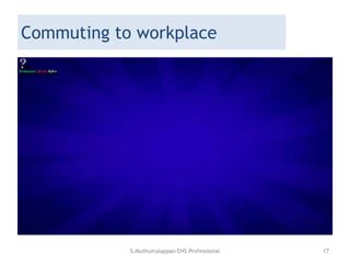 Commuting to workplace
S.Muthuirulappan EHS Professional 17
 