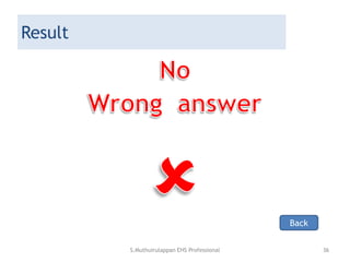 Result
Back
S.Muthuirulappan EHS Professional 36
 