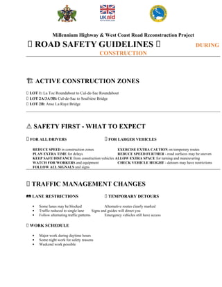 Millennium Highway & West Coast Road Reconstruction Project
🚧 ROAD SAFETY GUIDELINES 🚧 DURING
CONSTRUCTION
🏗️ACTIVE CONSTR...