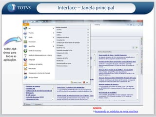 Facilitar o trabalho dos usuários com a ferramentaInterface-Janela Principal-Visão/Cadastro-Sistema de Anexos-Janela  de Atalhos-TOTVS By You-Central de Pesquisas-Agenda-Localização-GeraçãoAutomática