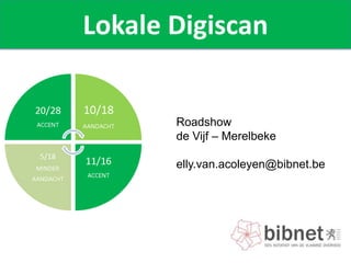 Lokale Digiscan


       Roadshow
       de Vijf – Merelbeke

       elly.van.acoleyen@bibnet.be
 
