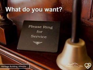 What do you want?
Heritage Building, Kilmore
 