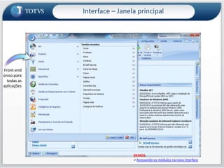 Facilitar o trabalho dos usuários com a ferramenta.Interface-Janela Principal-Visão/Cadastro-Sistema de Anexos-Janela  de Atalhos-TOTVS By You-Central de Pesquisas
