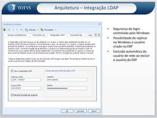 50Arquitetura – WorkflowPode ser disparado através de uma opção do Menu como uma funcionalidade padrãoÉ disparado automaticamente em resposta a eventos do ERP. Exemplo: antes de ler dados,