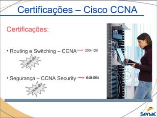 Certificações – Cisco CCNA
Certificações:
• Routing e Switching – CCNA
• Segurança – CCNA Security
200-120
640-554
U$295,00
U$250,00
 