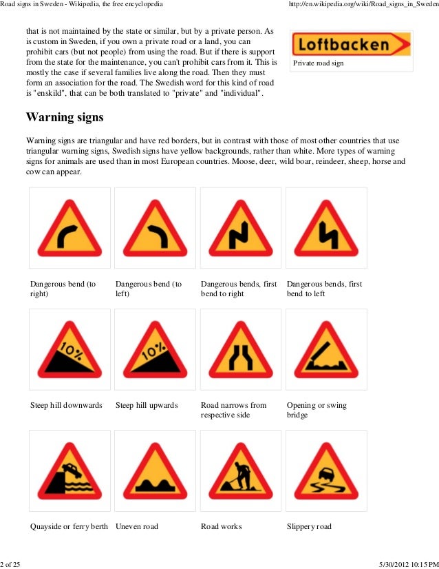 Road signs in sweden