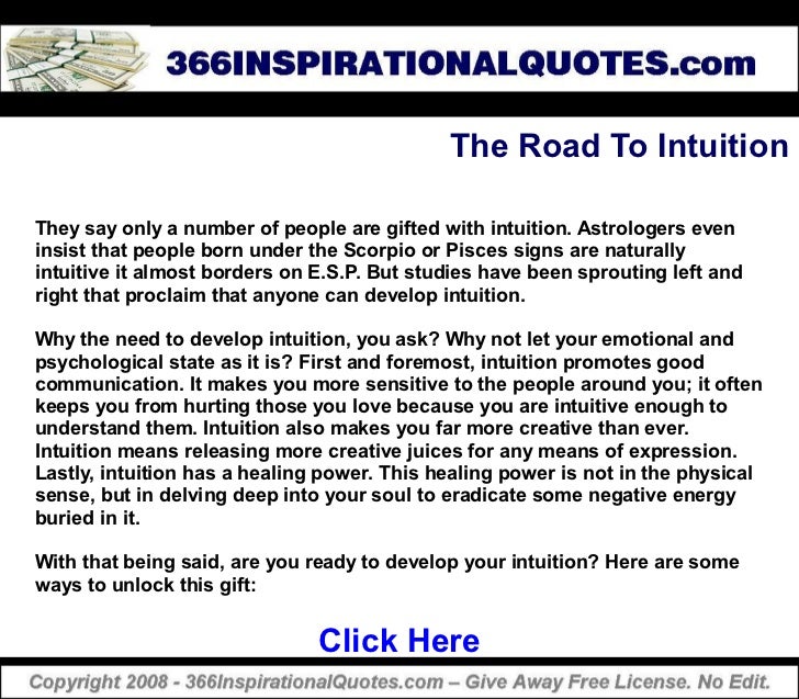 Road to intuition inspirational quotes