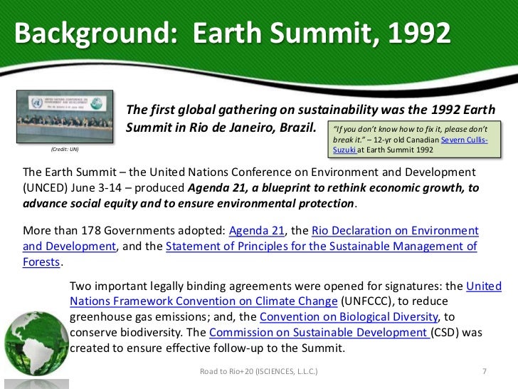 Background Earth Summit 1992 The