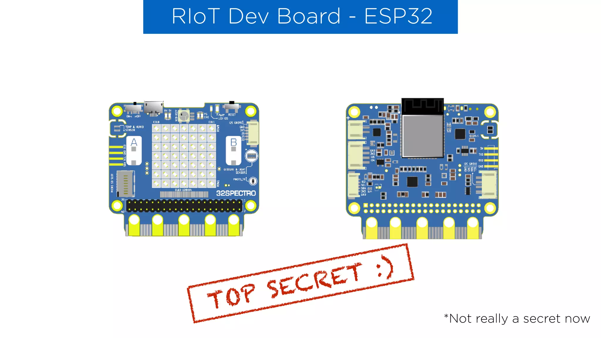 RIoT Dev Board - ESP32
TOP SECRET :)
*Not really a secret now
 