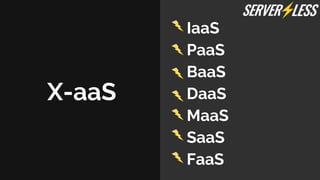 X-aaS
IaaS
PaaS
BaaS
DaaS
MaaS
SaaS
FaaS
 