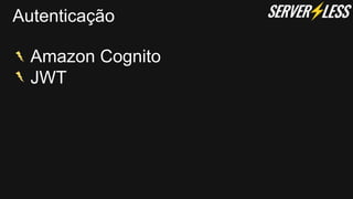 Autenticação
Amazon Cognito
JWT
 